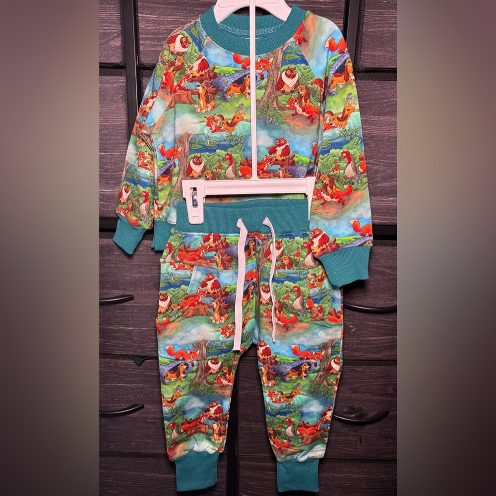 Colorful Cartoon Print Kids Tracksuit